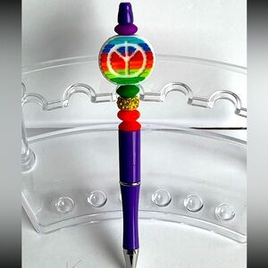 Rainbow Peace Bling Handmade Writing Pen